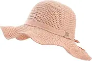 [Generic] Large Brim Sun Hats for Women Summer Beach Hats Floppy Sunhat Ruffles Vacation Hat with Knit Belt