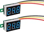 DC 0~30V Blue Digital Mini Voltmeter Three-Wire Calibratable 0.36" Blue LED Panel Voltage Meter for Gauge Tester Mount Car Motorcycle Battery Monitor (2 Pack)