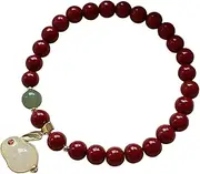 [QSAENHA] Feng Shui Bracelet Red Agate/Cinnabar Crystal Bracelet Hare Bunny Charm Talisman Hare Vintage Chinese Wealth Bracelet Red String Natural Stone Bracelet Prosperity Luck Money,Red cinnabar/2015
