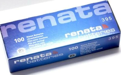 Renata 395 Watch Cell Batteries SR927SW, SWISS MADE, 0% MERCURY (Pack 100)