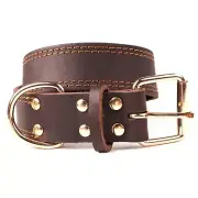 New Top Superior Quality Handmade Genuine Leather Brown Dog Collar S M L