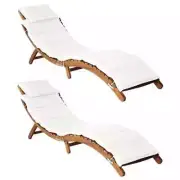 NNEVL Sun Loungers with Cushions 2 pcs Cream White Solid Wood Acacia