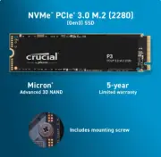 Crucial P3 Plus 1TB PCIe Gen4x4 3D NAND NVMe M.2 SSD 500GB 1TB 2TB, up to 5000MB