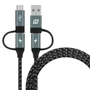 Momax ONE Link 60W USB-A / USB-C to Micro USB / USB-C Cable - 1.2m - Grey Nylon Braided - PD Fast Charging - QC3.0 - Up to 60W [DC12D]