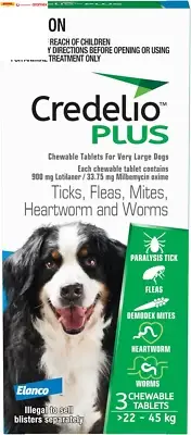 Ticks, Fleas, Heartworm & Worms for Dogs 22-45Kg - 3 Pack