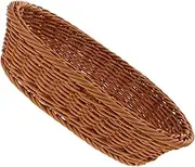 Handwoven Storage Basket Imitation Rattan Fruit Basket for Home and Picnic Use Oval Shape for Cosmetics and Sundries Organization