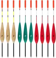 10Pcs Fishing Bobbers Fishing Floats and Bobbers, Wood Slip Bobbers Fishing Floa