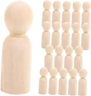 TOYANDONA 20pcs Wooden Peg Dolls Unfinished Mini People for DIY Safe Smell- Craft Figures for Boys and Girls
