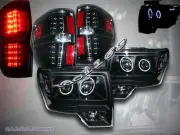 09-13 FORD F150 DUAL HALO CCFL LED PROJECTOR HEADLIGHTS + LED TAIL LIGHTS BLACK (for: Ford)