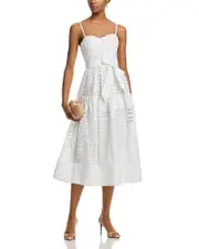 Aqua Eyelet Midi Dress - Exclusive