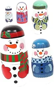 Totority Xmas Snowman Nesting Doll Decor Traditional Russian Doll Ornament Handmade