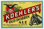 ERIE BREWING KOEHLER'S DOBBIN BEER LABEL T SHIRT PA SIZES SMALL-XXXLARGE (F)