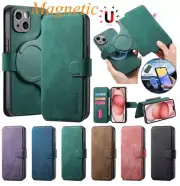 For iPhone 16e 15 14 13 12 11Pro Max Magsafe Leather Case Removable Wallet Cover
