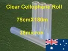 4X Roll 75cmX180m Clear Cellophane Bopp 38micron post