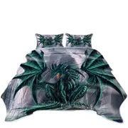 Cool Fantasy Design Ocean Cliff Jade Dragon Coverlet