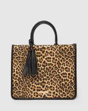 Leopard Print Kaylee Tassel Tote Bag