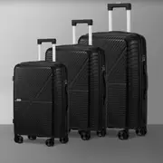 Mazam 3PCS Luggage Suitcase Trolley Set Travel Black PP Case TSA Lock Storage