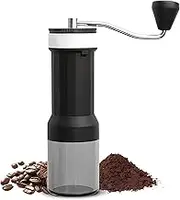 M l Coffee Bean Grinder for Home Use 40 Level Adjustable Espresso Grinder with Clear Bin Bearing Positioning with Long Hand Crank Portable Coffee Grinder for Camping Travel Black