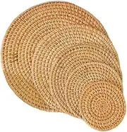 CVBFDB Rattan Coaster Set Tea Mat Cup Tea Ceremony Tea Set Iron Pot Heat Insulation Mat Keeping Pot Mat Sand Pot Placemat