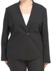 $545 Vince Collarless Womens Blazer Plus Size 24 Black Wool Blend Button Jacket