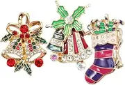 TEHAUX 12pcs Christmas Snap Buttons Rhinestone Jewelry Charms for Craft Versatile Accessories for Clothing Bags Wallets Fashionable Design