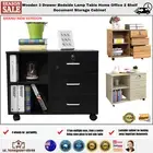 Wooden 3 Drawer Bedside Lamp Table Home Office 2 Shelf Document Storage Cabinet