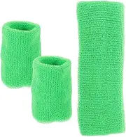 [Generic] Cotton Sports Headband Hair Band Wrist Sweatband 1 Set of Elastic Workout Accessories