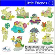 Embroidery Design Set - Little Friends(1) - 10 Designs - 9 Formats - USB Stick