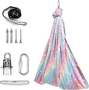 Kids Therapy Swing Hammock, Sensory Swing Indoor Outdoor Relaxing Firm Double Layer Therapy Cuddle Swings Stable Easy to Install Sensory Bundle for ADHD Asperger's Integration Autism Therapy (Pink)