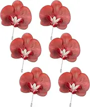 [Teahutty] 6Pcs Flower Lapel Pins,Handmade Bridegroom Wedding Corsage Brooches,Silk Orchid Boutonniere for Gentleman Women Suit Shirt Wedding Groom Tuxedo Corsage