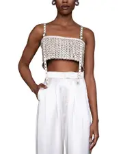 Nonchalant Label Leather Tank Crop Top