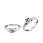 East West Oval Shape 6x4mm Men's Ring Semi Mount In 14k White Gold (52104-1)