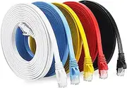 tunghey Cat 6 Ethernet Cable (5 Pack) (at a Cat5e Price but Higher Bandwidth) Cat6 Internet Network Cable Flat - Ethernet Patch Cables Short - Computer LAN Cable with Snagless RJ45 Connectors (0.5m)