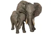 Northcote Pottery Elephant Mum+Baby Resin Statue Garden Ornament Decor 30cm