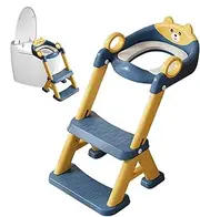 Toddler Seat for Toilet, Adjustable Height 2-in-1 Potty Seat with Step Stool, Foldable Baby Tools Non-Slip Kids Trainer for Little Girls