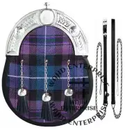 Pride of Scotland Tartan Kilt Sporran Full Dress Sporran bag with Chain Strap