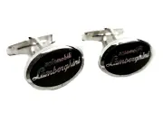 Automobili Lamborghini 925 Silver Enamel Logo Shield Cufflinks Made in Italy NIB