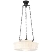 Abbotsford 3 Chain Pendants Lights Black Art Deco Lighting Gloss Glass Retro Period