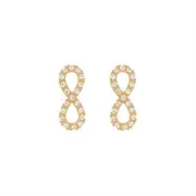 9kt Yellow Gold Silver Infused Infinity Stud Earrings with Cubic Zircona