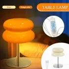 Glass Table Lamp Modern Egg Tart Lamp Retro Cute Desk Lamp with 3 Color PaBoT
