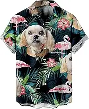 [LIKPOJA] Men's Hawaiian Shirts Funny Short Sleeve Ugly Floral Summer Aloha Shirt Holiday Beach Tops for Men