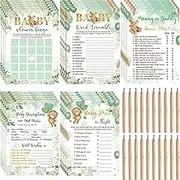 Bear BBear Baby Shower Games for Boy Girl, 5 Game Activities 125 Pcs Cards Includes Bingo Game, Baby Description and Well Wish, Guess Who Game, Baby Price is Right, Baby Word Scramble Game (Green)aby Shower Games for Boy Girl, 5 Game Activities 125 Pcs Ca