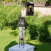 39"Long Solar Tree of Life Silhouette Cylinder Wind Chime Home Decor Unique Gift
