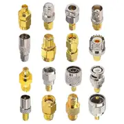 16 Type SMA Connectors SMA Adapter Kits SMA to MCX/TV/F/BNC/UHF/RP-SMA Straight Type Nickel Gold Pl