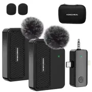 2 Pack Mini Microphone, 3 in 1 Wireless Microphone for iPhone iPad, Camera an...