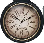 Kitchen Plastic Decorative Wall Clock,12", BROWN LARGE DIGITS,golden rim #1, E&B