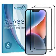 [2 Pack] Full Coverage Apple iPhone 14 Plus (6.7”) Tempered Glass Crystal Clear Premium 9H HD Screen Protector by MEZON (iPhone 14 Plus, 9H Full) – FREE EXPRESS