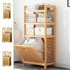 Laundry Hamper Bamboo Bathroom Cabinet Organizer 3/4 Tier Shower Caddy Shelf