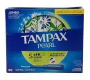 Tampax Pearl Tampons Super Absorbency Unscented Jumbo 50 Pack