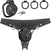 Male Lightweight Chastity Auxiliary Belt Sexy Underwear with Love Locking Sex Toys Large Cock Cage Chastity Device with 4rings Realistic Pussy Penis Cage for Gay Sissy Men